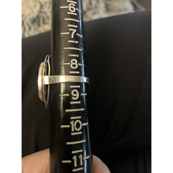 Vintage MCM Green Gemstone Ring Sterling Silver Faceted Marquise Lrg 925 Sz 8.5 - Picture 7 of 9